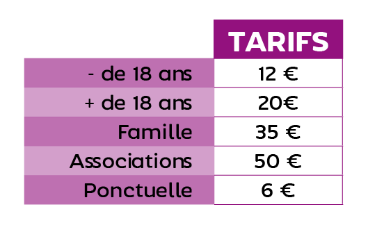 grille tarifs adhésion à la mqff