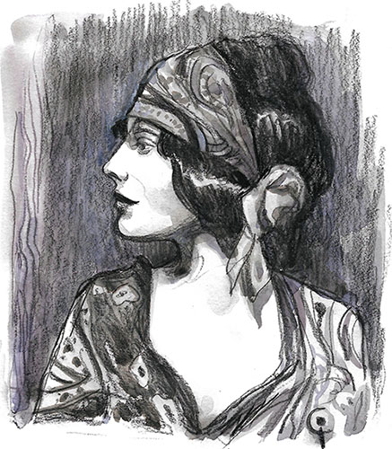 Dessin réalisé par Isabelle Cochet - Femme au turban