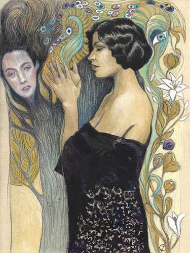 Dessin réalisé par Isabelle Cochet - Hommage à Klimt